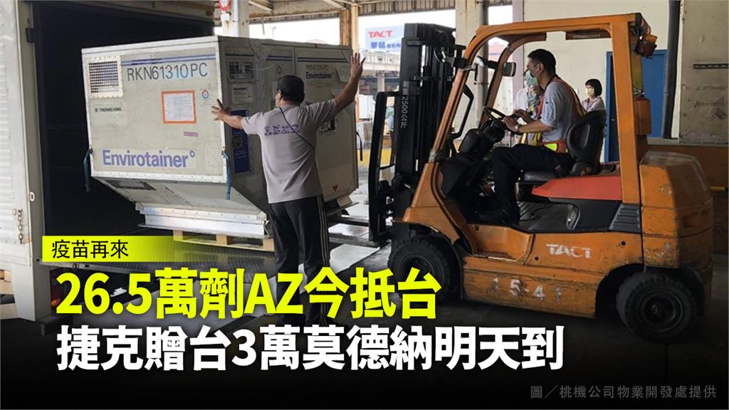 台灣自購26.5萬劑AZ疫苗抵台。圖／桃機公司物業開發處提供
