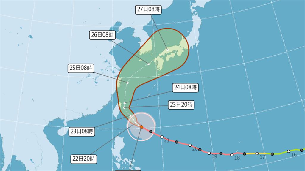 強颱「薔琵」發布陸上颱風警報！ 4縣市列警戒範圍
