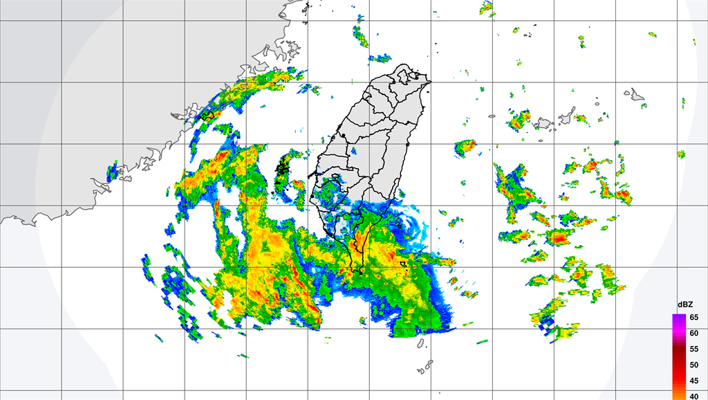 台灣被水氣包圍，天氣不穩定，南部降雨機會大。圖／翻攝自中央氣象局