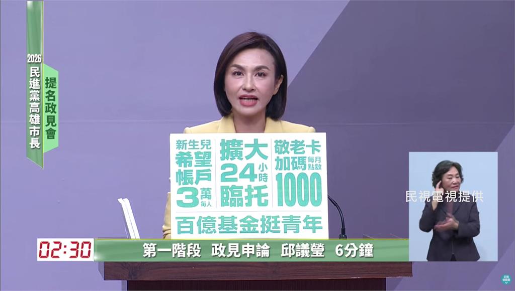 拚初選高雄綠營4選將政見交鋒  邱議瑩:會把高雄市民「惜命命」