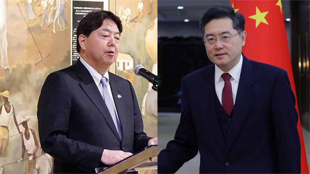 日本外相林芳正（左）和中國外交部長秦剛（右）進行電話會談。圖／資料照，翻攝自Facebook@Mofa.Japan、中國外交部