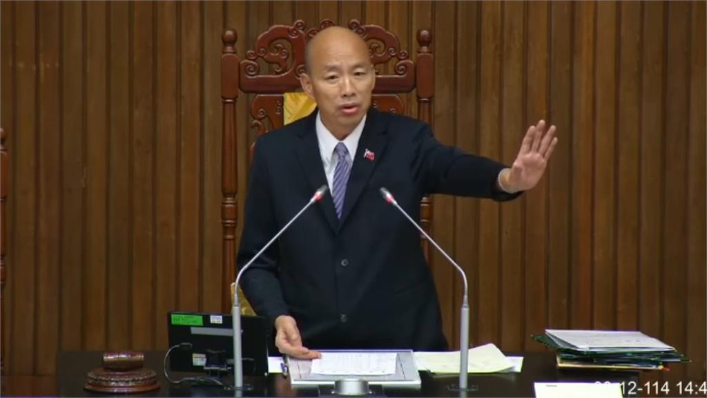 卓揆赴立院專報台下卻沒有立委，韓國瑜怒喊太不像話。圖／翻攝自IVOD