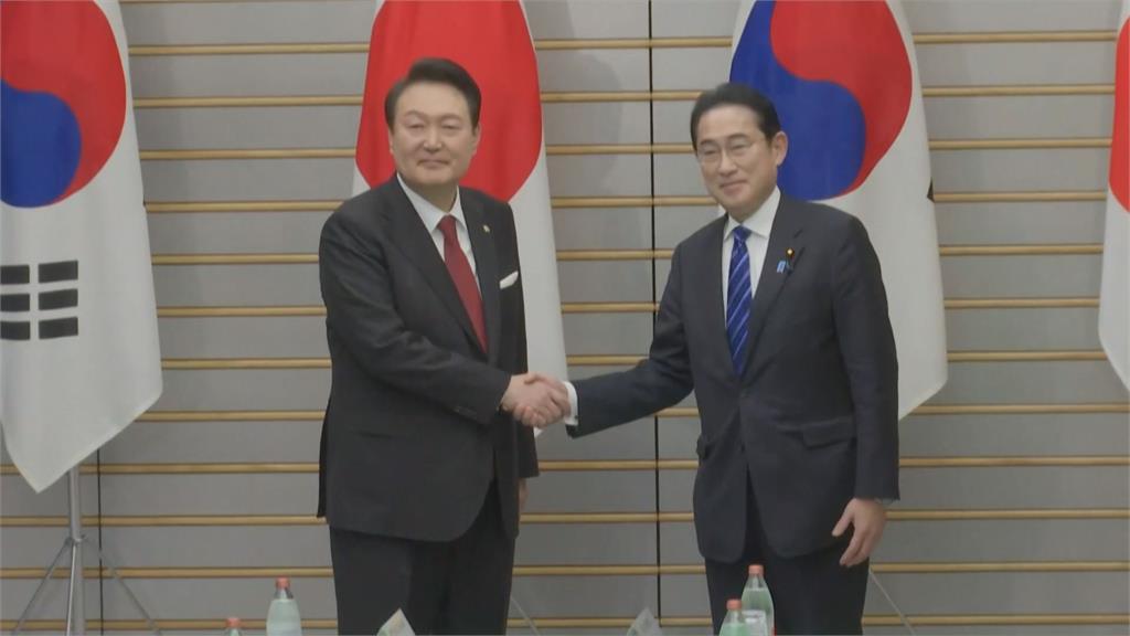 南韓總統尹錫悅3月造訪日本會見日相岸田文雄。圖／畫面攝自AP