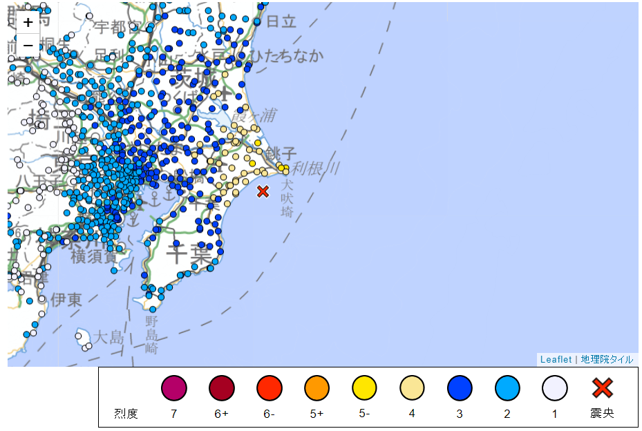 地震資訊。圖／翻攝自日本氣象廳