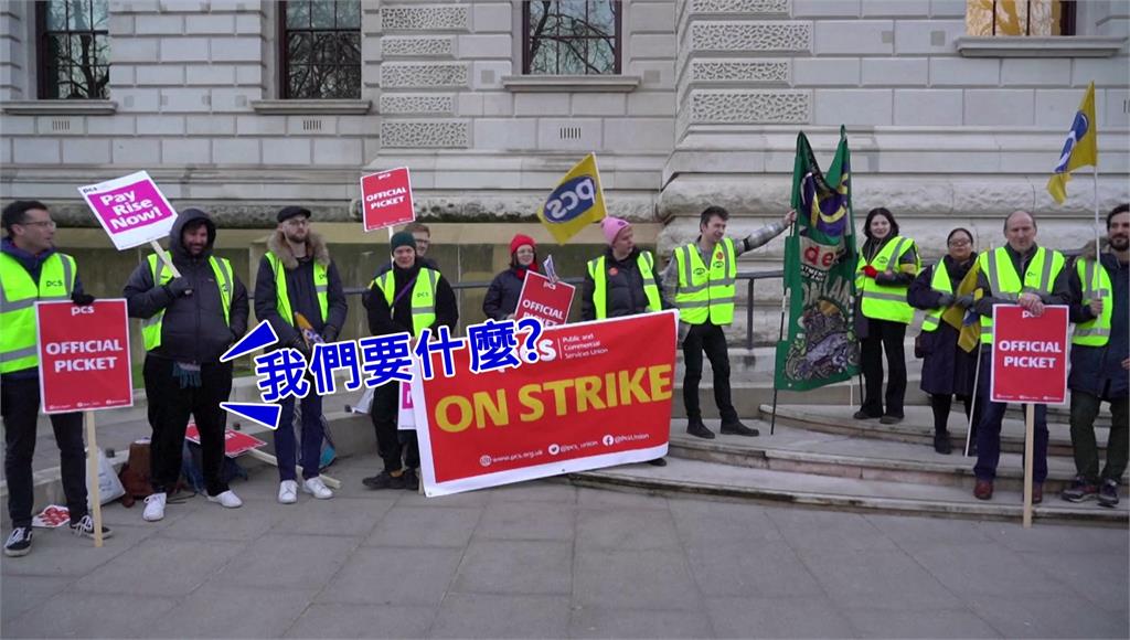 英國工會串連大罷工，估50萬名勞工響應。圖／路透社