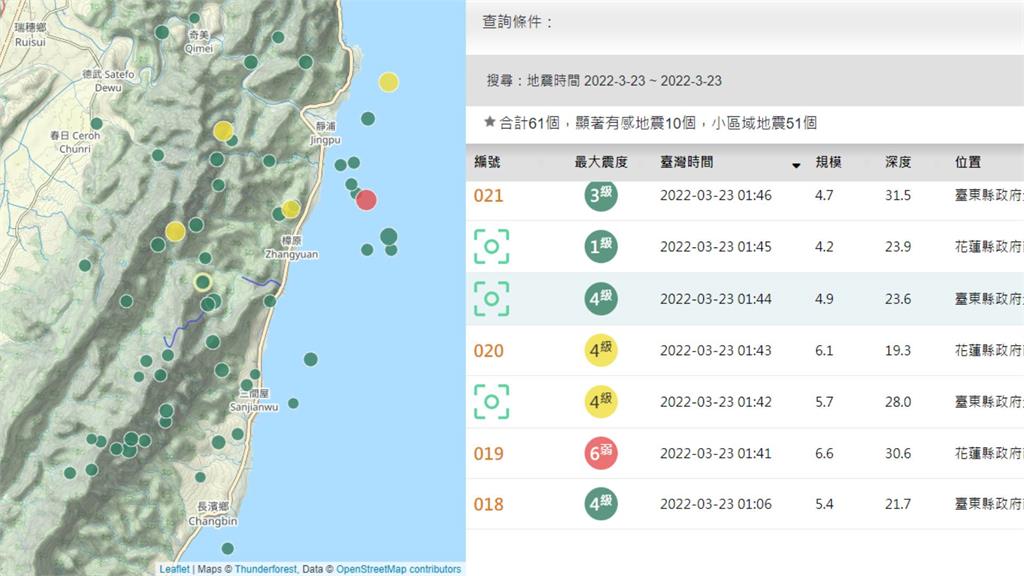 花東凌晨震不停！鄭明典曝震央分布 示警餘震頻繁出...