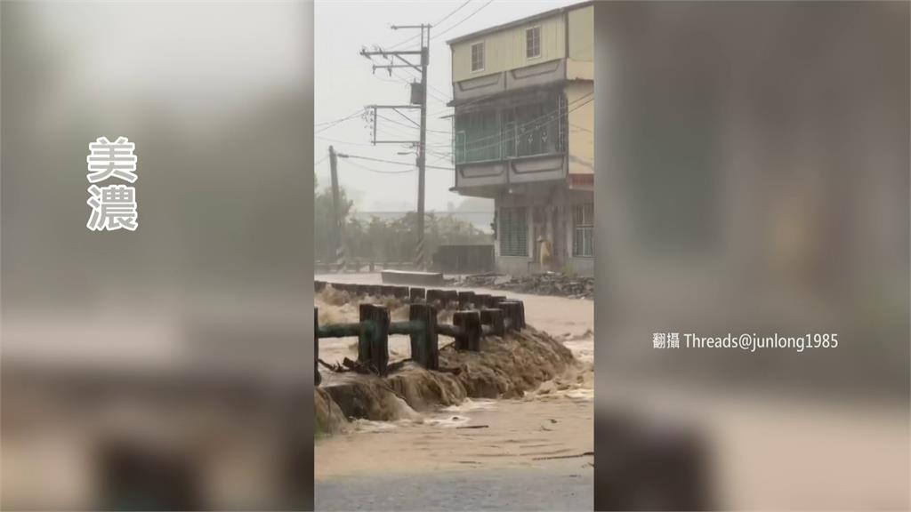 暴雨狂炸南台灣 馬路變水路看不見路面