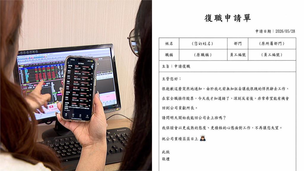 美股重挫.台指期夜盤狂殺 台股週一恐承壓網瘋傳「復職申請單」