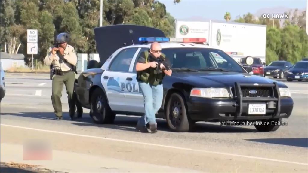 美國南加州爆發槍擊案，警匪雙方爆發激烈槍戰。（圖/翻攝自YouTube）