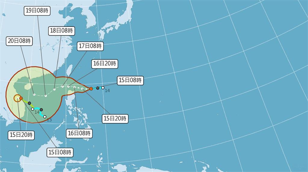 颱風潛勢路徑圖。圖／氣象局提供