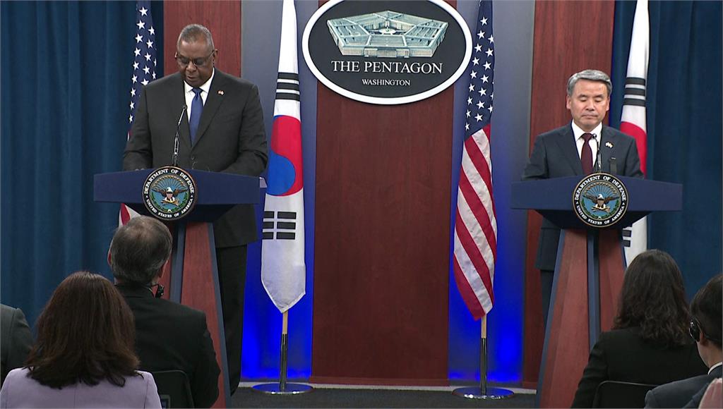 美國、韓國國防部長會談。圖／美聯社