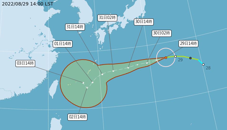 「軒嵐諾」轉為中度颱風。圖／氣象局提供
