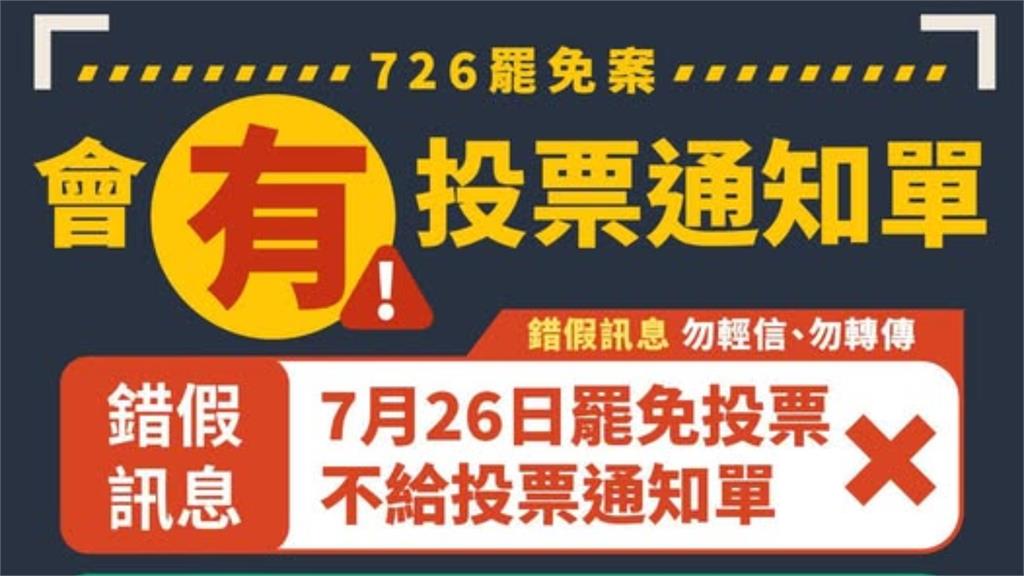 726罷免案會有投票通知單。圖／中選會提供
