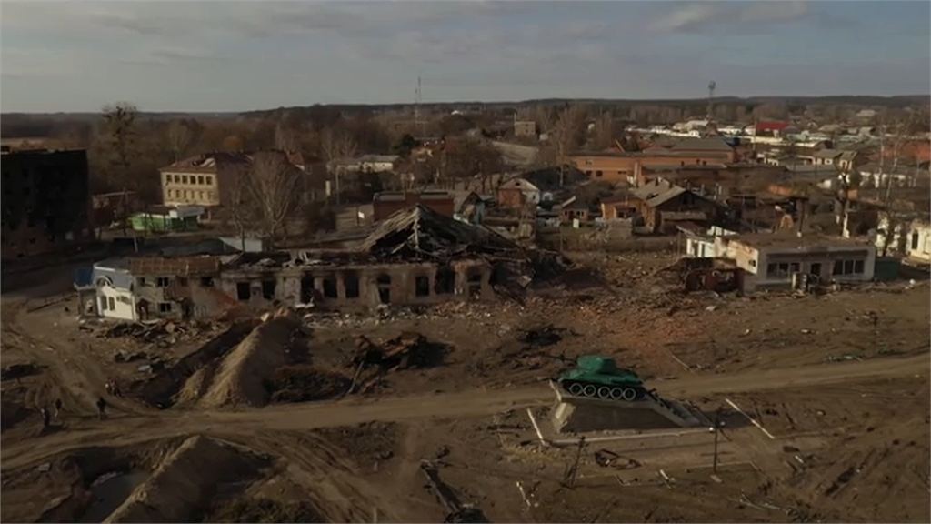 卡爾可夫地區被毀的建築。圖／翻攝自AP Direct