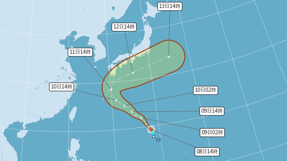 娜克莉颱風路徑預測。圖／翻攝自中央氣象署