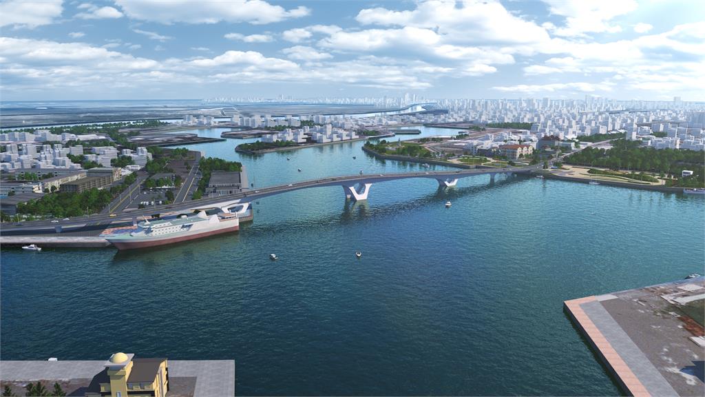 安平漁港跨港大橋模擬圖。圖／台南市政府
