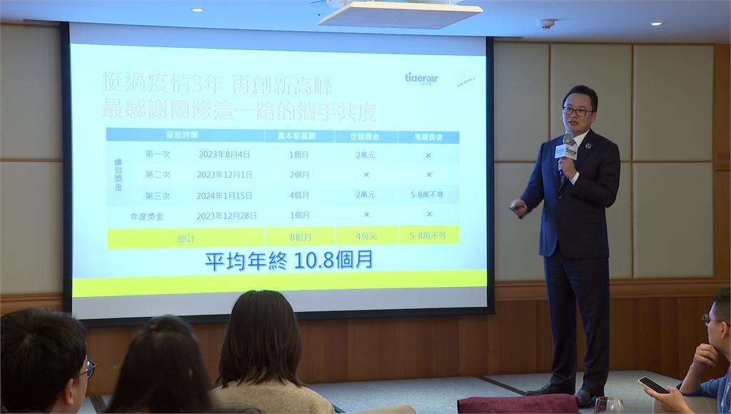 虎航宣布發放年終獎金平均10.8個月。圖／台視新聞