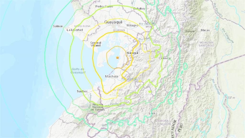 南美厄瓜多發生規模6.8強震。圖／翻攝自usgs.gov