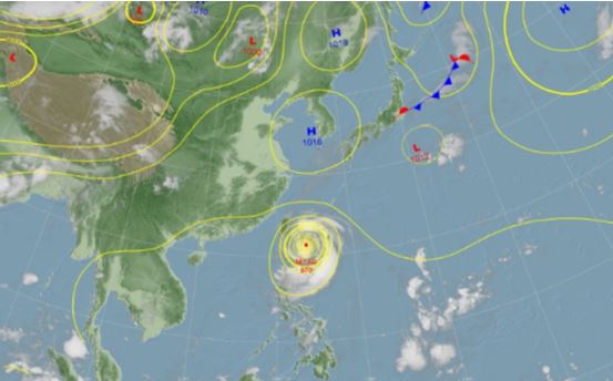 颱風「米塔」持續增強並撲台，30日午後北部及東部堤防雨彈。圖：氣象局