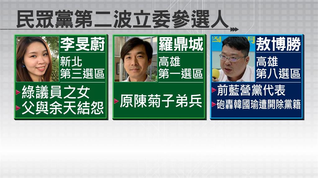 民眾黨第二波立委參選人名單。圖：台視新聞