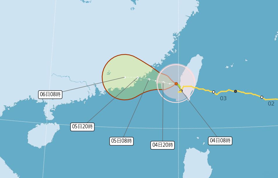 海葵颱風潛勢預測圖。圖／中央氣象局