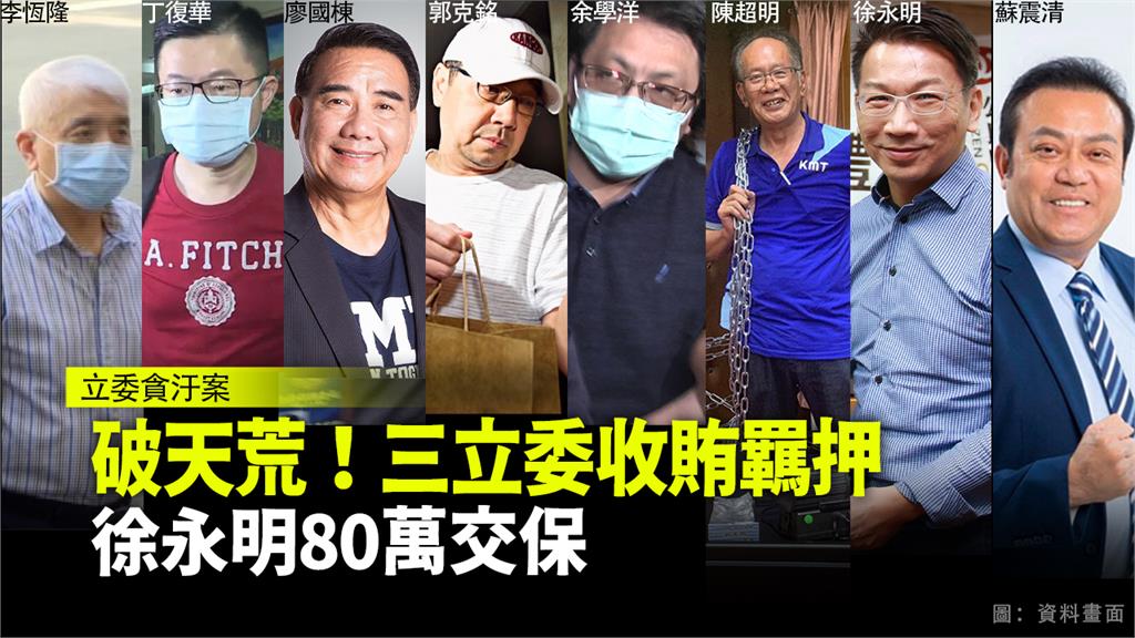 台北地方法院今（4）日裁定羈押3名立委，徐永明以80萬元交保。圖：台視新聞