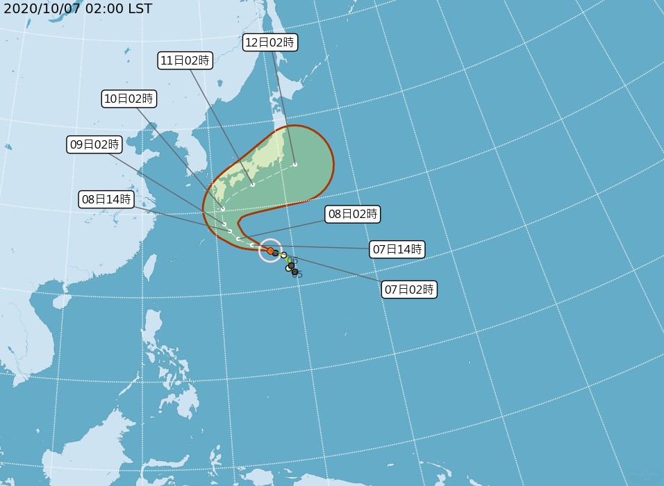 昌鴻颱風預估會往日本方向前進。圖：翻攝自中央氣象局