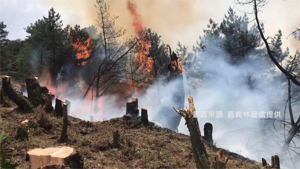 NCC前專委喬建中與友人5月中到玉山登山，盜木生火造成森林大火。圖／嘉義林管處提供