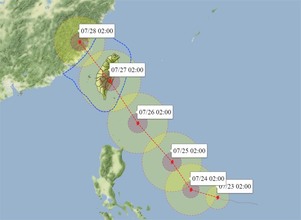 杜蘇芮登陸地點向南修正於台東縣成功鎮。圖／翻攝自FB@weatherrisk