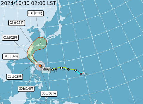 康芮颱風最新路徑。圖／中央氣象數提供