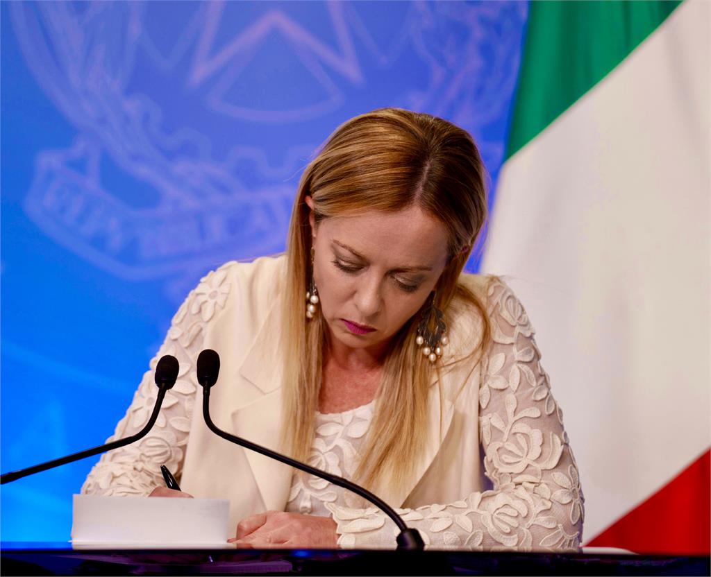 義大利總理梅洛尼宣布與伴侶強布魯諾分手。圖／翻攝自X@GiorgiaMeloni
