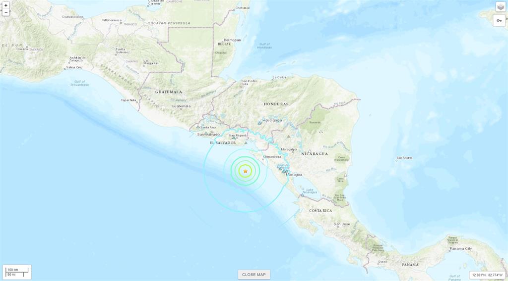 尼加拉瓜外海規模6.5強震 未發布海嘯警報