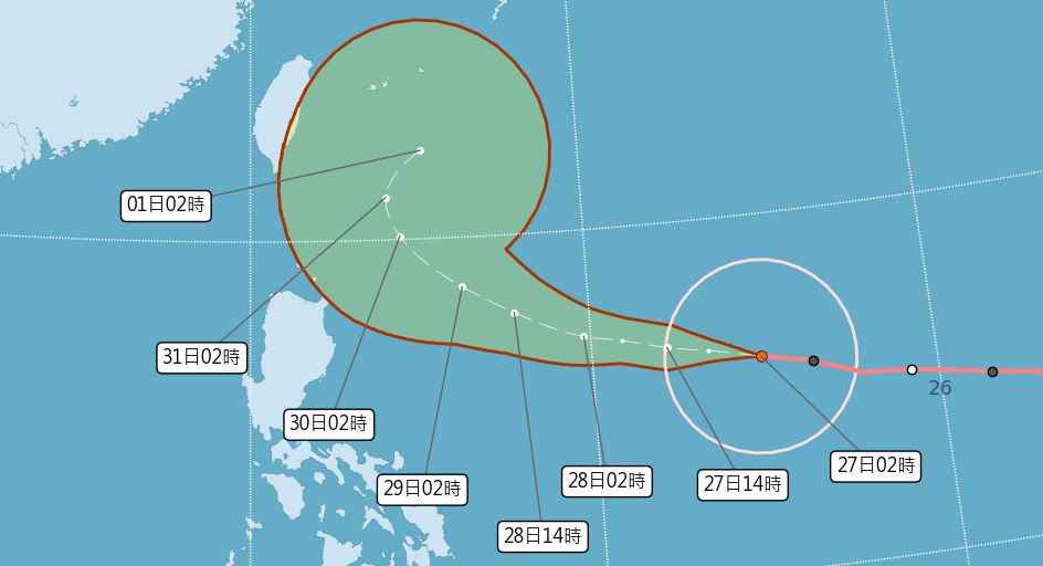 瑪娃路徑潛勢預報。圖／中央氣象局