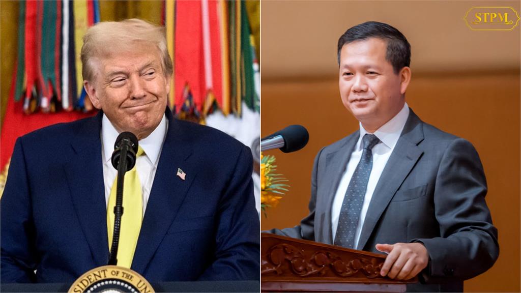 洪馬內提名川普角逐諾貝爾和平獎。圖／翻攝自Facebook@The White House、Hun Manet