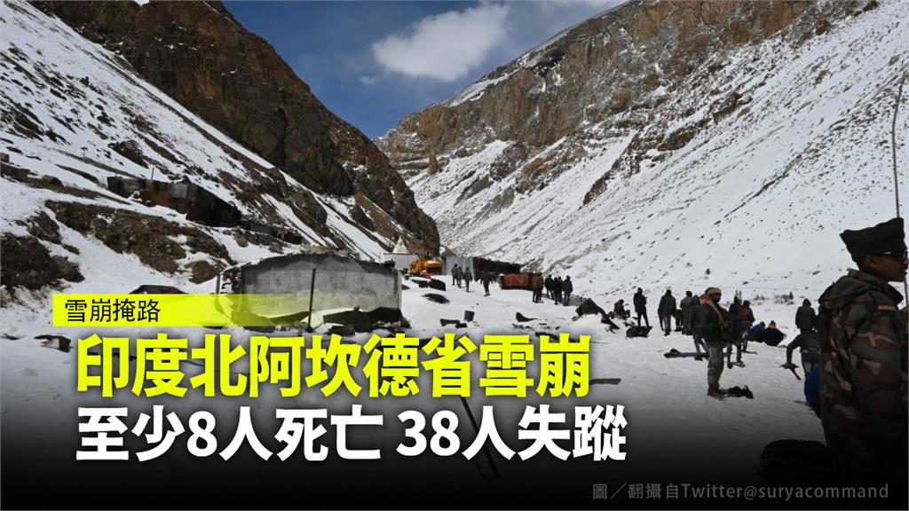 印度北阿坎德省雪崩 至少8人死亡、38人失蹤