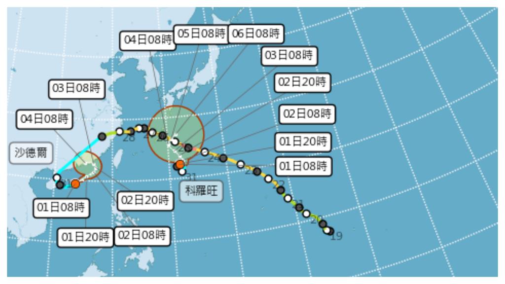 台灣東西兩側「雙颱共舞」！ 沙德爾復活、科羅旺生成