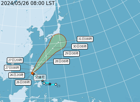 今年第一號颱風「艾維尼」生成。圖／氣象署提供