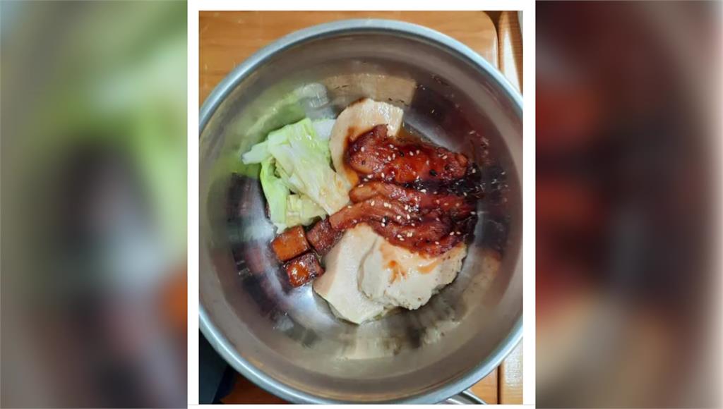 網友指出，北一女學餐「幾片菜+肉」要價76元。圖／翻攝自Dcard