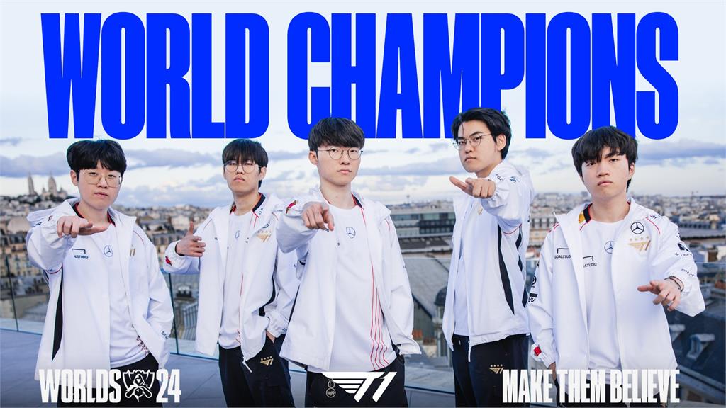 南韓T1奪《英雄聯盟》2024世界大賽冠軍。圖／翻攝自FB@LoL Pacific Championship Series