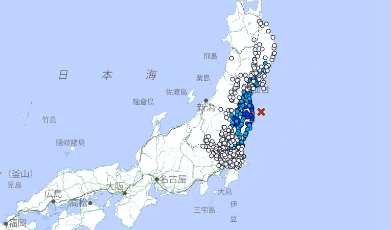 日本福島近海發生規模4.9地震。圖／翻攝自日本氣象廳