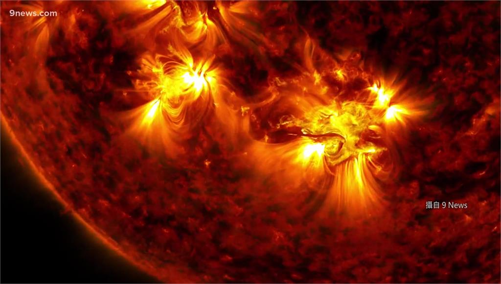NASA拍到「X-1」等級的強烈太陽閃焰，未來幾天恐影響全球衛星定位系統。圖／翻攝自9 News
