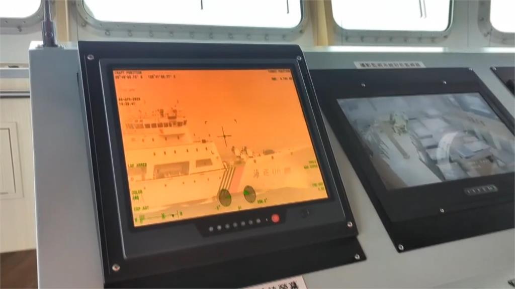 海巡署公布新竹艦監控海巡06的畫面。圖／台視新聞