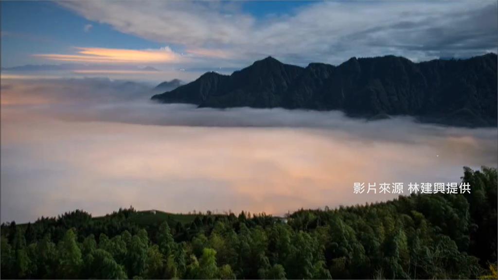 南投鹿谷鄉出現「牛奶鍋」的雲海美景。圖／林建興提供