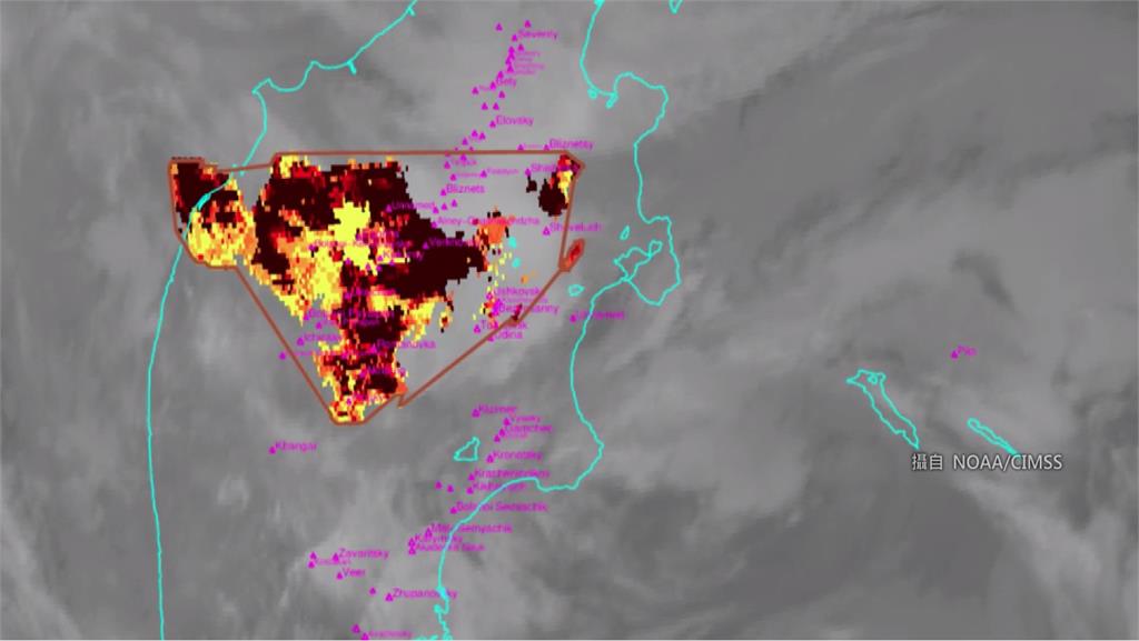 衛星顯示，火山活動相當活躍。圖／翻攝自NOAA/CIMSS