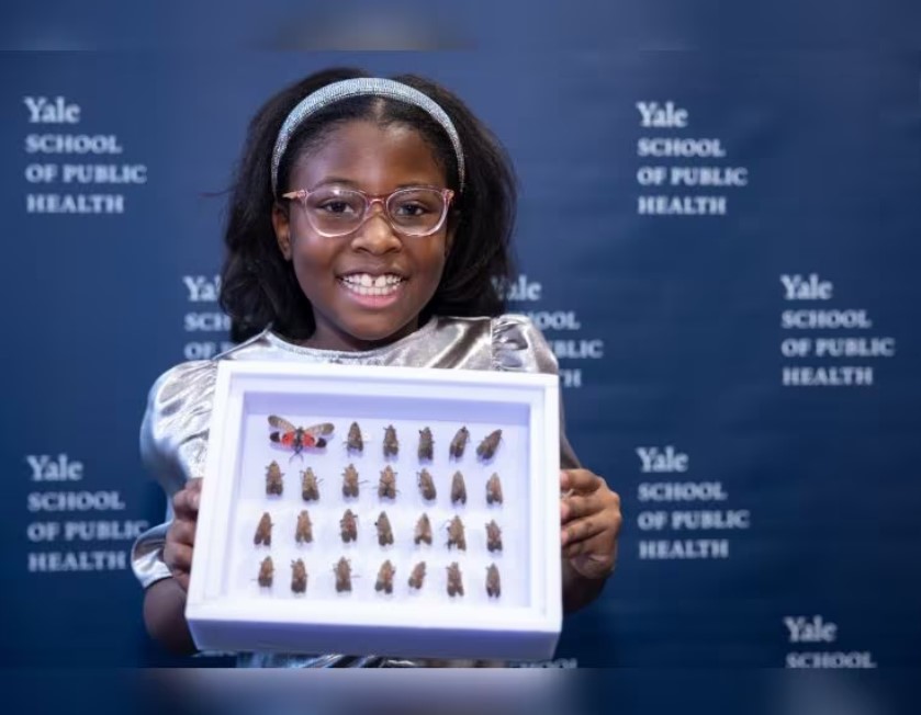 9歲的非裔女童威爾森接受耶魯大學表揚。圖／翻攝自耶魯大學公衛學院