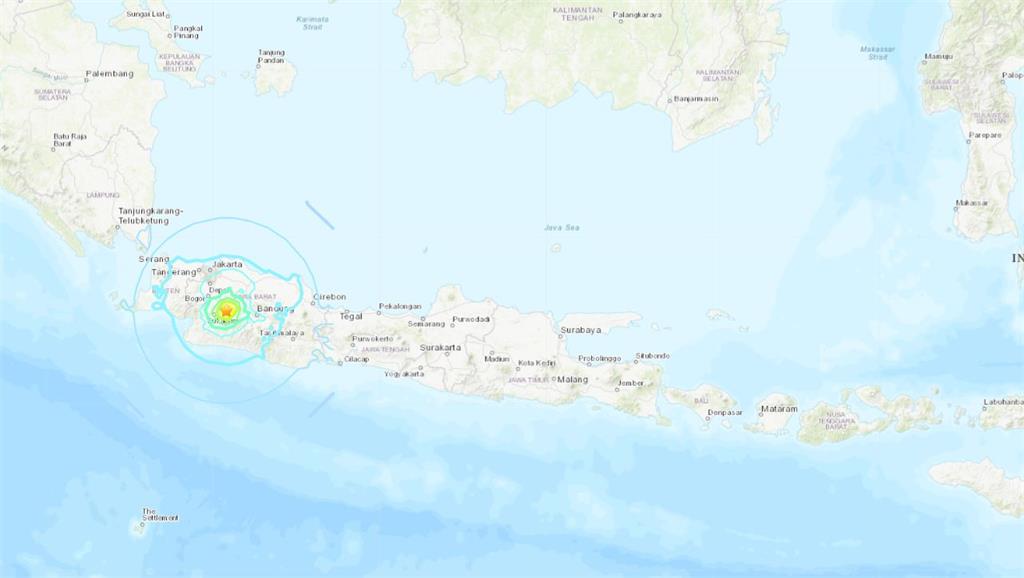 印尼發生規模5.6地震。圖／翻攝自usgs