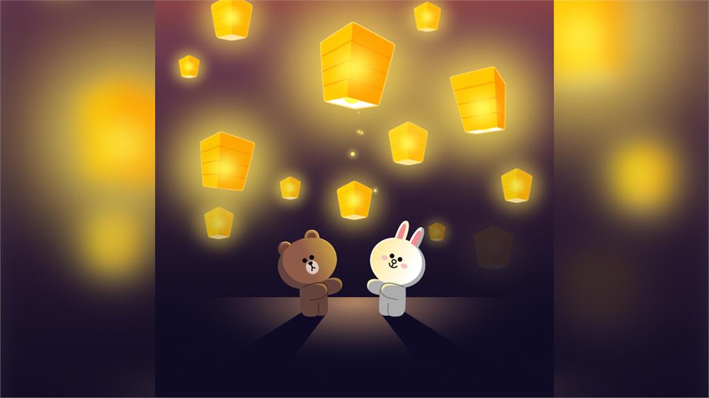 熊大與兔兔出場放天燈的專屬特效。圖：翻攝自LINE官方
