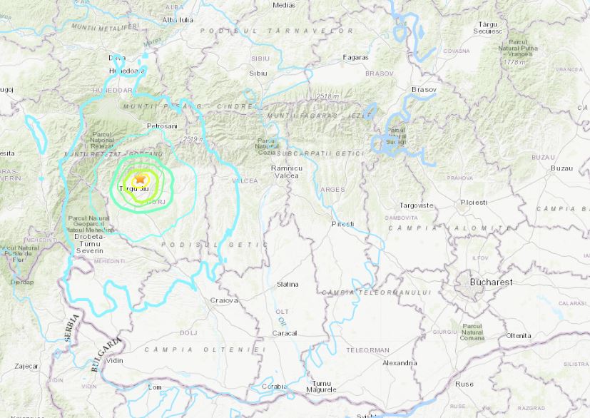 羅馬尼亞發生規模5.6地震，震源深度僅10公里。圖／翻攝自USGS