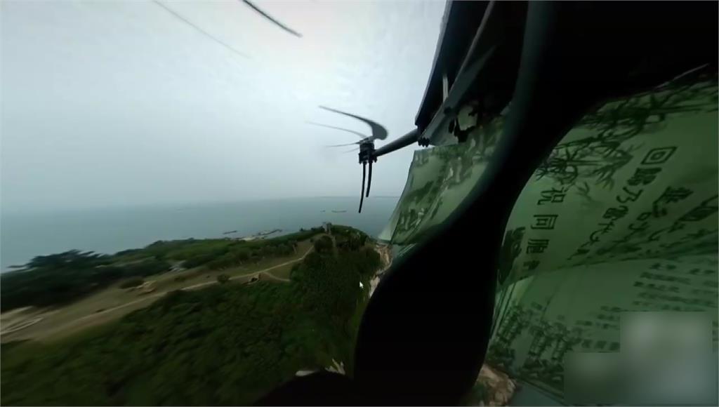 中國無人機闖金門上空發傳單。圖／台視新聞