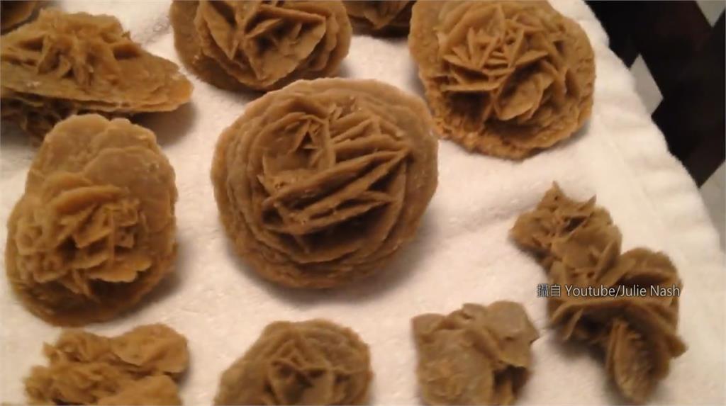 有「沙漠玫瑰石」之稱的石頭花。圖：翻攝自YouTube/Julie Nash